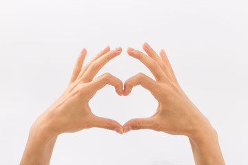 Female hands on a white background. Gestures