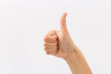 Female hands on a white background. Gestures