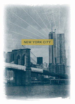 photoprint new york brooklyn bridge tee shirt graphic typography