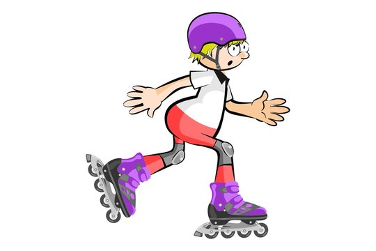 Rollerblader boy isolated on white - Cartoon style