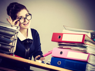 Happy business woman in office