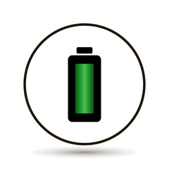 Full level battery charge level indicator. On white background.