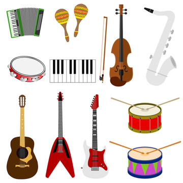 A large set of musical instruments
