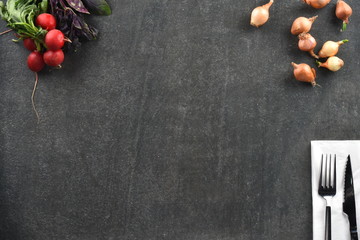 Obraz na płótnie Canvas vegetables on stone wood background for food