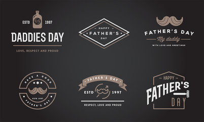 Set of Vector Happy fathers day. Typography Vintage Icons. Lettering for greeting cards, banners, t-shirt design. 