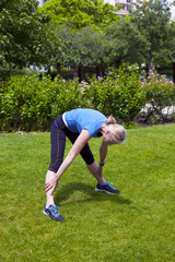 Fototapeta na wymiar Elderly person practising a sport