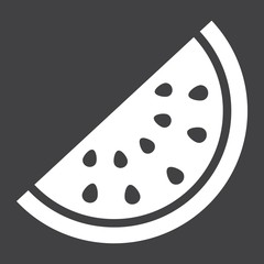Watermelon solid icon, fruit and diet, vector graphics, a glyph pattern on a black background, eps 10.