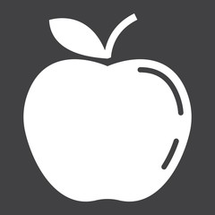 Apple solid icon, fruit and diet, vector graphics, a glyph pattern on a black background, eps 10.