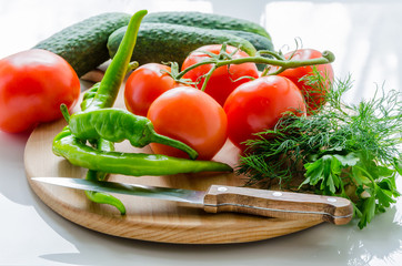 Fresh vegetables on a cutting board