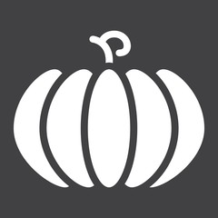 Pumpkin solid icon, fruit and vegetable, vector graphics, a glyph pattern on a black background, eps 10.