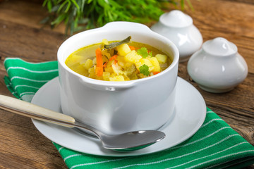 Cucumber soup with vegetables.