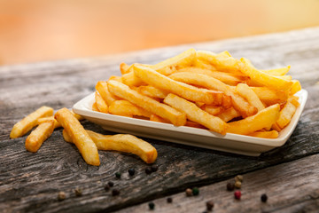 Served french fries on plate