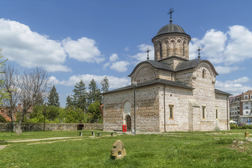 The Princely Church of Saint Nicholas, Curtea de Arges, Romania, on a sunny day