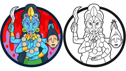 Dangerous goddess Kali illustration 
 - obrazy, fototapety, plakaty