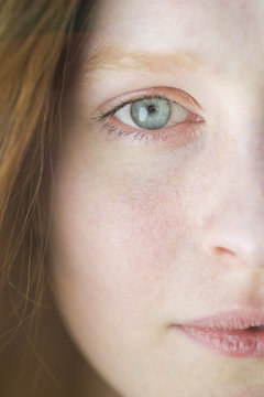 Close up of a young girl's face