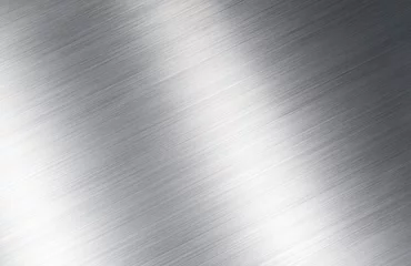 Deurstickers shiny silver brushed metal texture background © Gabriel Cassan