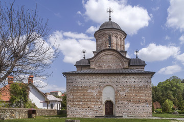 The Princely Church of Saint Nicholas, Curtea de Arges, Romania, on a sunny day