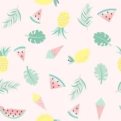 Foto op Canvas Seamless pattern with icecream and fruits © rosypatterns