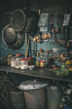 Kitchen on Tonle Sap lake, Cambodia