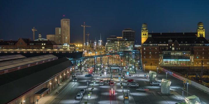 Time lapse of Malmö central at night