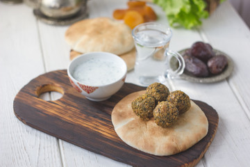Ramadan food. Falafel balls for iftar time on Ramadan month.
