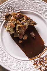 Dessert panforte with cream of coffee