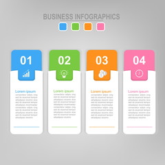 Fototapeta na wymiar Infographic template of four steps on squares, flat design of business icon, vector