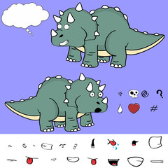 funny baby triceratops cartoon expressions set in vector format very easy to edit