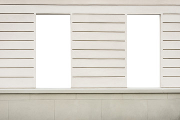 Fototapeta premium Two vertical mock up's of store blank showcase window in a city