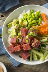 Raw Organic Ahi Tuna Poke Bowl