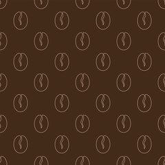 Coffee seamless pattern of light grain on brown background.