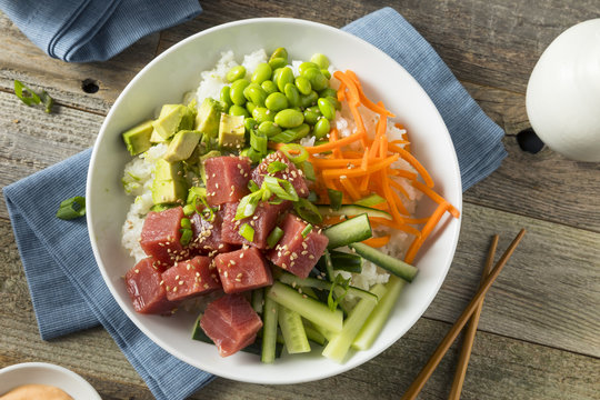 Raw Organic Ahi Tuna Poke Bowl