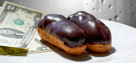 homemade chocolate brownies on grey background.
