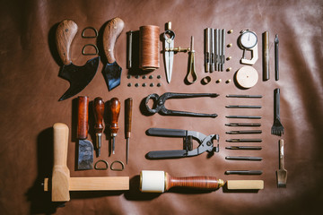 Various leather work tools
