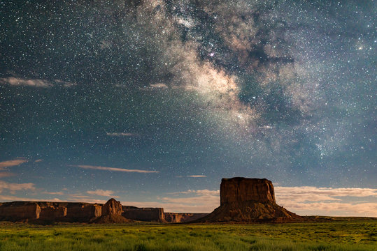 Milky Way Galaxy Over Mitchell Butte in Monument Valley Utah USA