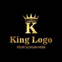 King Crown Logo Gold Black Background