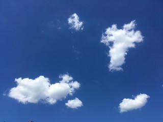 peaceful clouds in warm summer weather sky