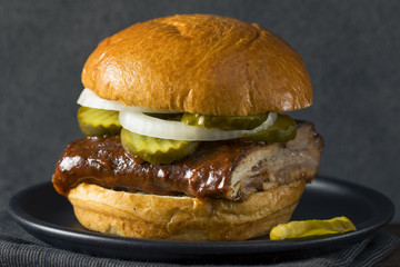 Homemade Smoked BBQ Rib Sandwich