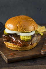 Homemade Smoked BBQ Rib Sandwich