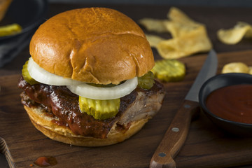 Homemade Smoked BBQ Rib Sandwich