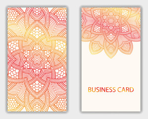 Banner with round abstract ornament. Circle elements card. Vintage decorative pattern. Hand drawn. East motif. Vector illustration.