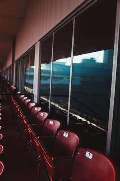Empty seats at a baseball stadium
