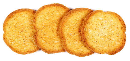 pile rusks with wholewheat flour, bread sliced isolated, whole wheat dry rusk bread, wholemeal bread isolated on white background