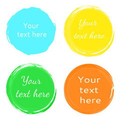 Round colored patterns imitating the brush. Stickers for product decoration and text.