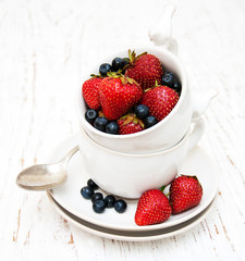 Fresh strawberries and blueberries