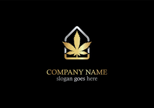 Gold Cannabis Leaf Vector Logo