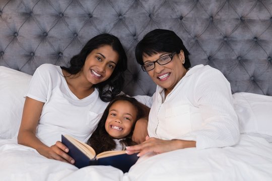 Portrait of smiling multi-generation family 