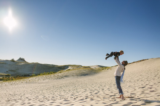 Mother and Son at Provincetown Dunes Cape Cod