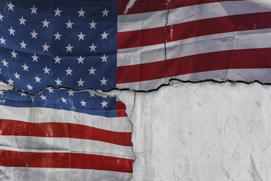 Part of American flag on gray concrete background, concept picture 