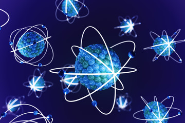 Molecules on blue background